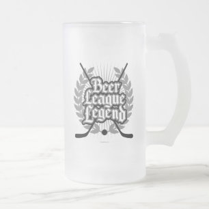 Hockey Beer League Legend Frosted Glass Beer Mugg