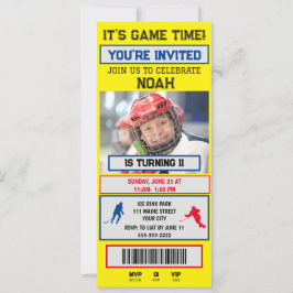 Hockey Biljett Födelsedagsfest inbjudan