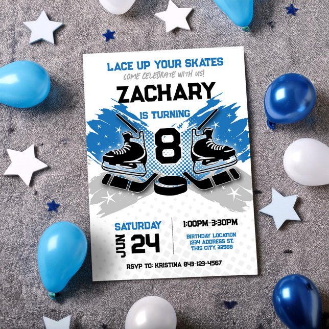 Hockey Birthday-inbjudan | Skating Inbjudan (Skapare uppladdad)