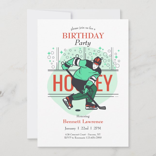 Hockey Birthday Inbjudningar (Framsida)