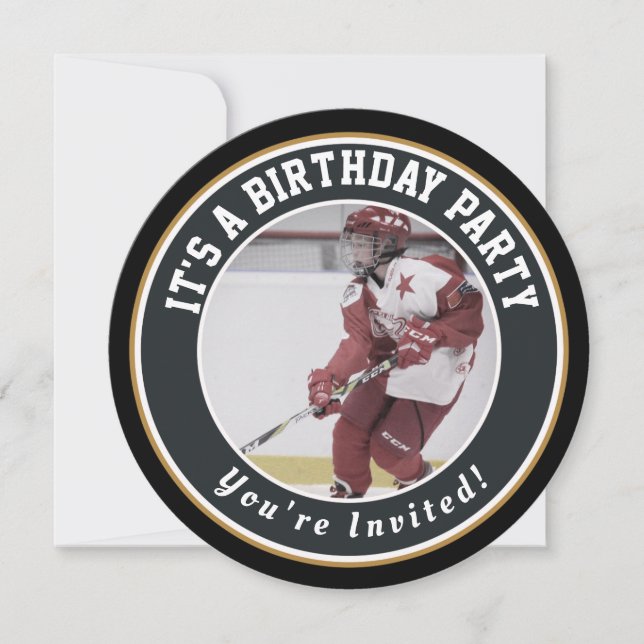 Hockey Birthday-inbjudningar - Hockey Puck Inbjudningar (Framsida)