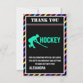 Hockey Birthday Party, Hockey Girl Player  Tack Kort