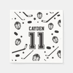 Hockey Black and White 11 Birthday Pappersservett