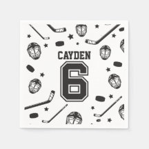 Hockey Black and White 6e Birthday