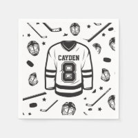 Hockey black and White 8th Birthday