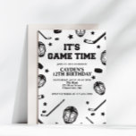 Hockey Black and White Birthday Inbjudningar<br><div class="desc">Black and White Hockey Birthday.</div>