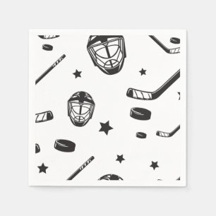 Hockey Black and White Birthday Pappersservett