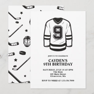 Hockey black and White Nth Birthday Inbjudningar