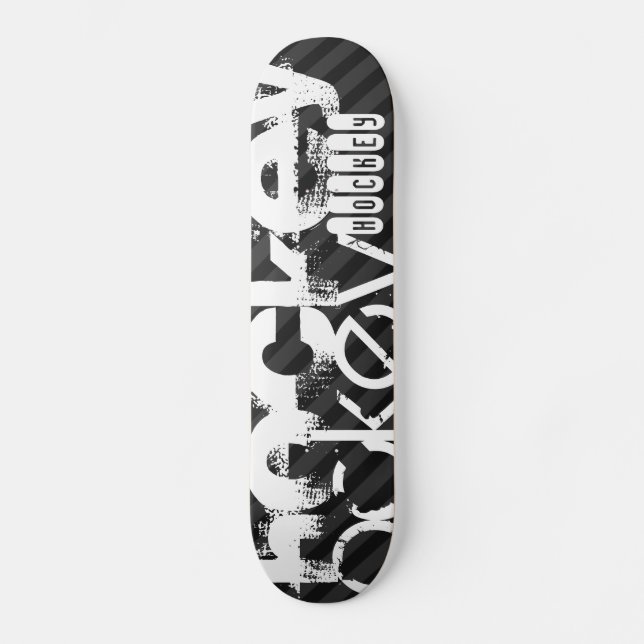 Hockey; Black & Mörk Grått Rand Old School Skateboard Bräda 18 Cm (Framsida)