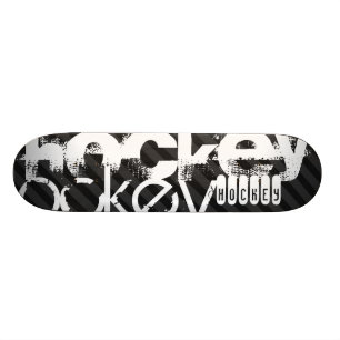 Hockey; Black & Mörk Grått Rand Old School Skateboard Bräda 18 Cm