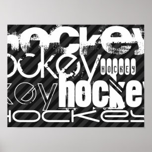 Hockey; Black & Mörk Grått Rand Poster
