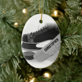 Hockey Black Skates Personlig Julgransprydnad Keramik