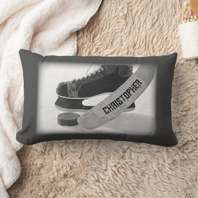 Hockey Black Skates Personlig Lumbarkudde (Filt)