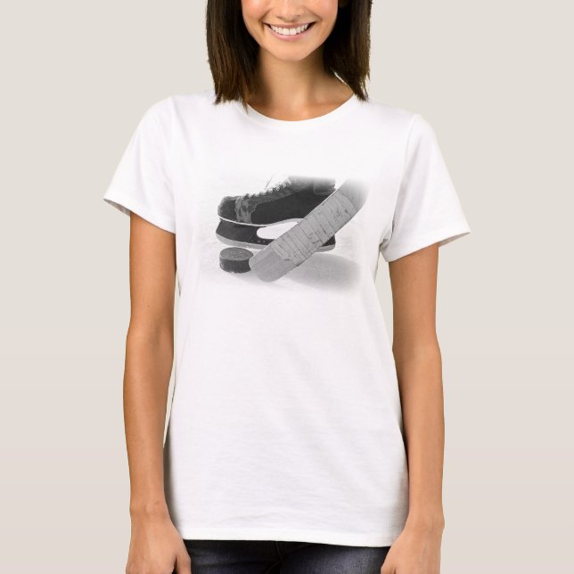 Hockey Black Skates Personlig T Shirt (Framsida)
