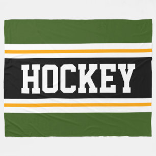 HOCKEY Bold Grönt Black Gult Tävla Rand Fleecefilt