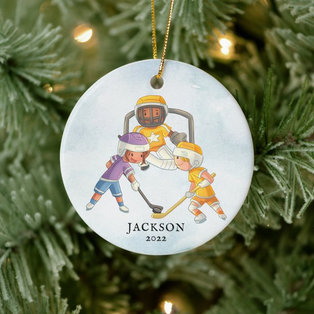 Hockey Boy Personlig jul Julgransprydnad Keramik (Träd)
