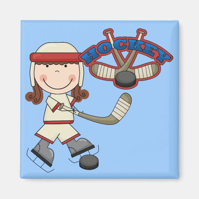 HOCKEY - Brunette Girl Tshirts and Gifts Magnet (Framsidan)