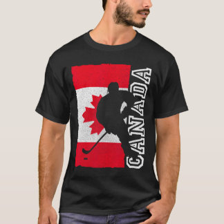 Hockey Canadian Patriotic Flagga T Shirt