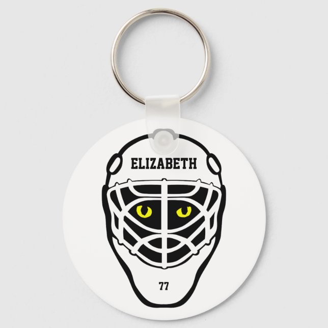 Hockey Cat Öga Helmet Keychain Nyckelring (Framsida)