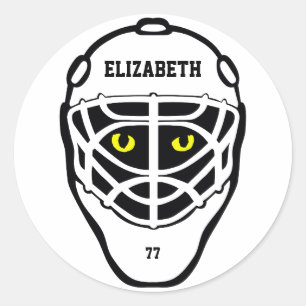 Hockey Cat Ögon Helmet Sticker Runt Klistermärke