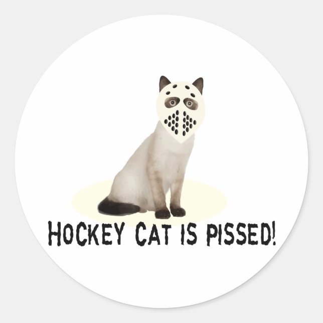 Hockey Cat Pissed Runt Klistermärke (Framsida)