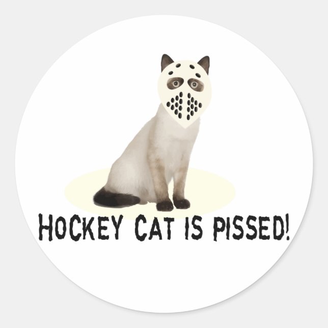 Hockey Cat Pissed Runt Klistermärke (Framsida)