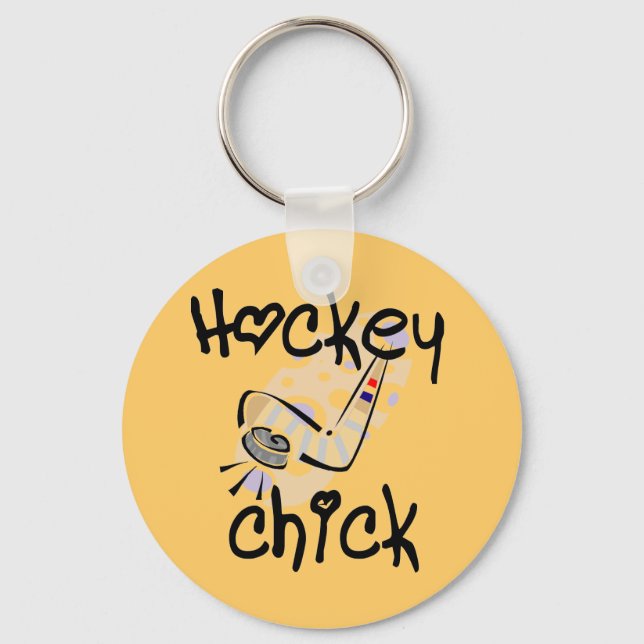 Hockey Chick Tshirts och Gifts Nyckelring (Framsida)