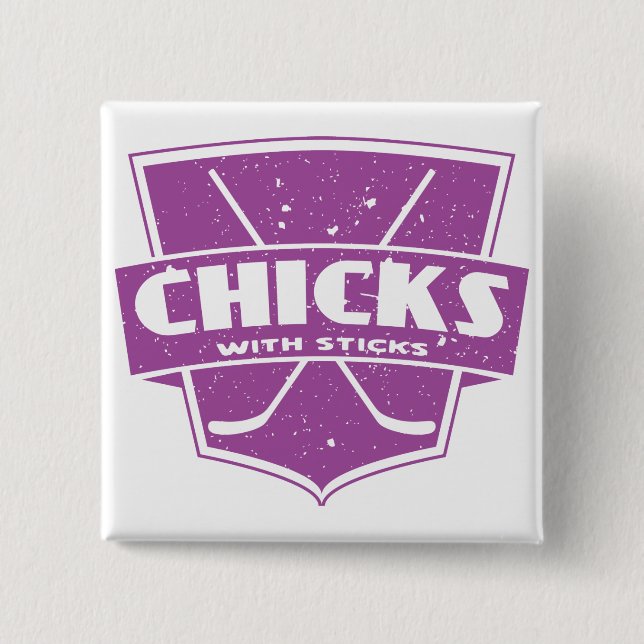 Hockey-Chickar med sticks Knapp (Framsida)