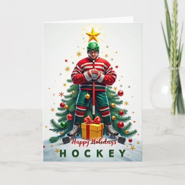 Hockey Christmas Card Kort (Framsida)