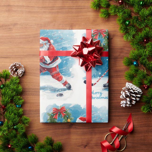  Hockey Christmas with Santa Claus Presentpapper (Julgåva)
