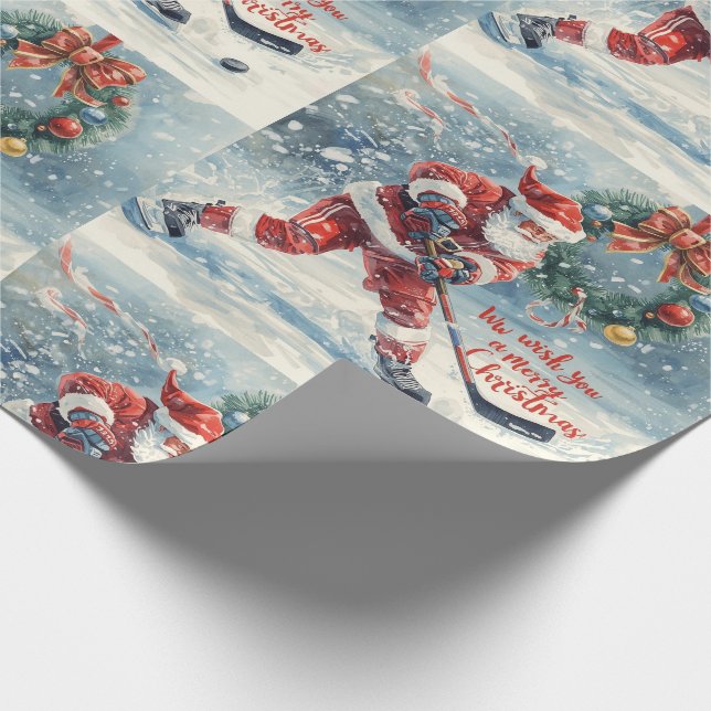  Hockey Christmas with Santa Claus Presentpapper (Hörn)