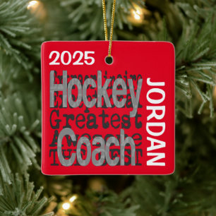 Hockey Coach Extraordinaire ANPASSNINGSBAR Julgransprydnad Keramik