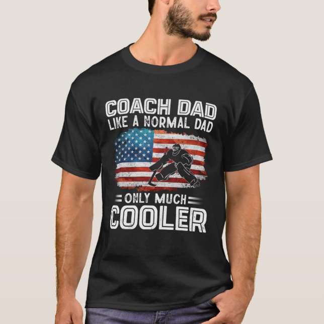 Hockey Coach Pappa Hockey Goalie USA flagga Pullov T Shirt (Framsida)