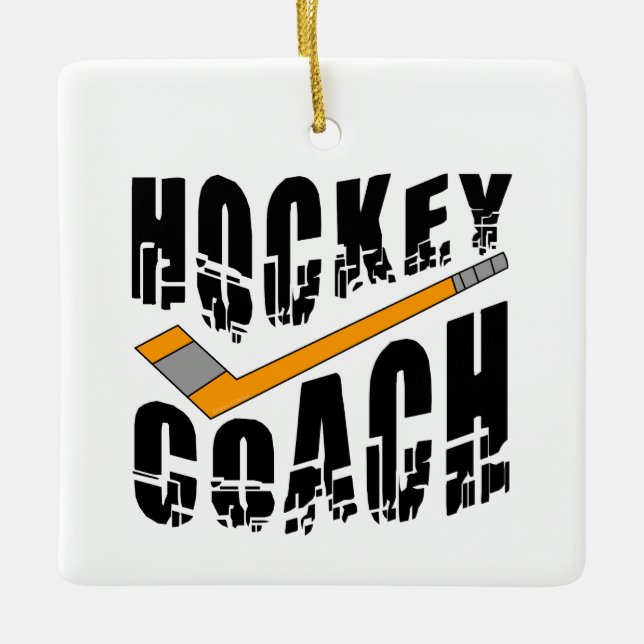 Hockey Coach Stick Julgransprydnad Keramik (Framsida)