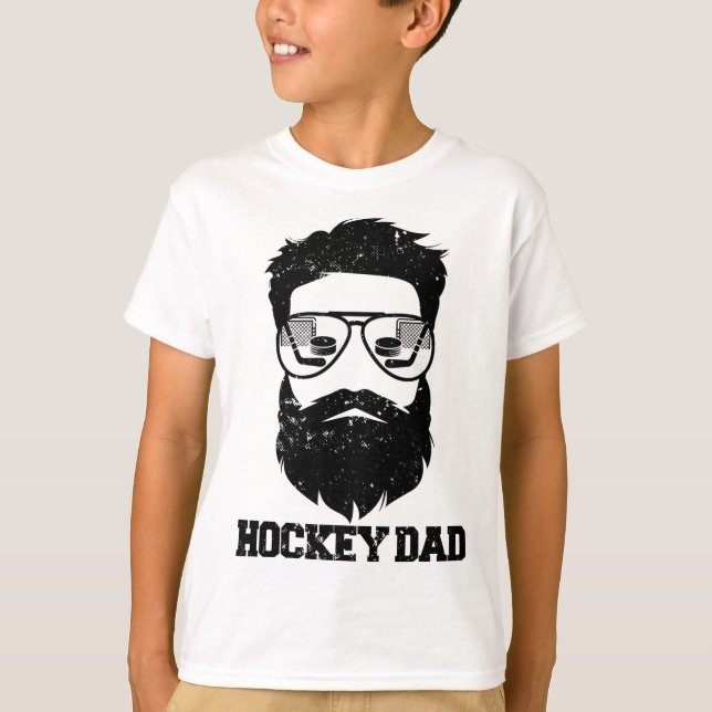 Hockey Dad Funny Messy Hair Beard Hockey Dad  T Shirt (Framsida)