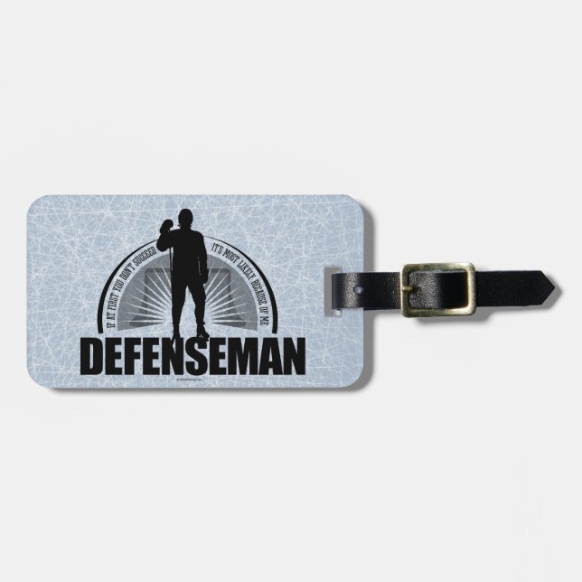 Hockey Defenseman Bagagebricka (Horisontell Framsida)