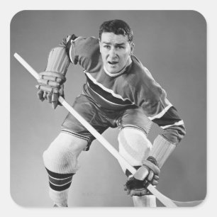 Hockey Defenseman Fyrkantigt Klistermärke