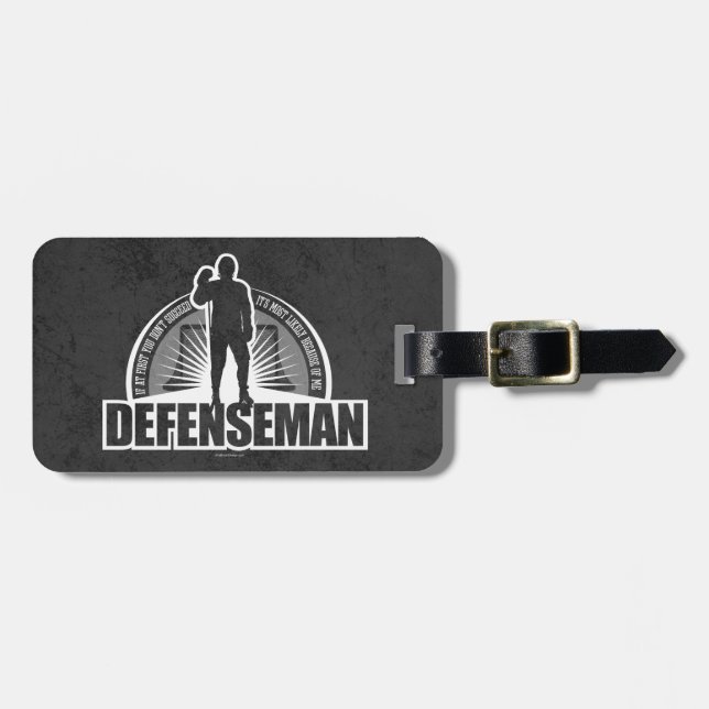 Hockey Defenseman Luggage Tag Bagagebricka (Horisontell Framsida)