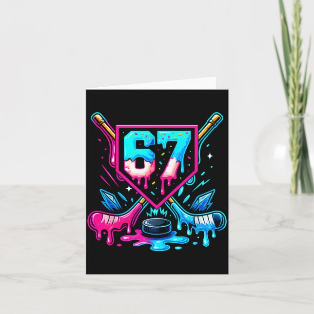 Hockey Drip 6 7 Number 67 Six Seven Meme Men Boys  Kort (Framsida)