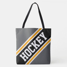 HOCKEY Dynamisk Grå Svart Vit Orange Ränder Tygkasse