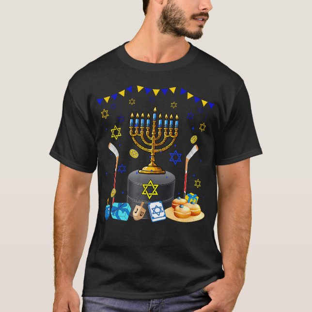 Hockey Equipment Player Loverhanukkah Jewish Menor T Shirt (Framsida)