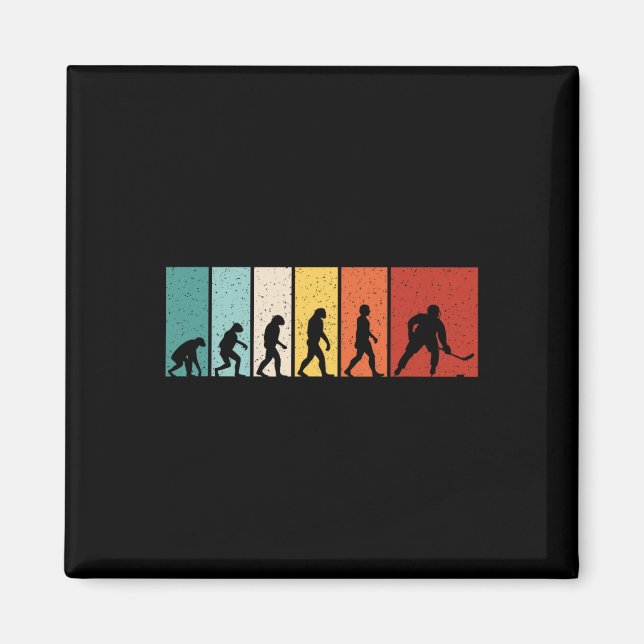 Hockey Evolution Retro Ishockeyspelare Män Pojkar  Magnet (Framsidan)