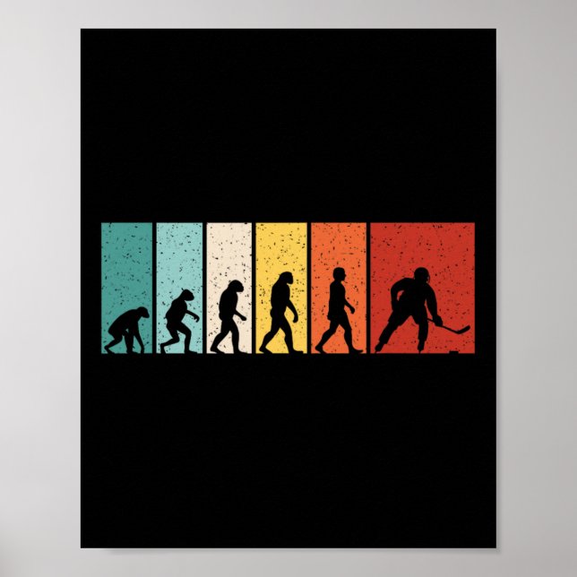 Hockey Evolution Retro Ishockeyspelare Män Pojkar  Poster (Framsidan)