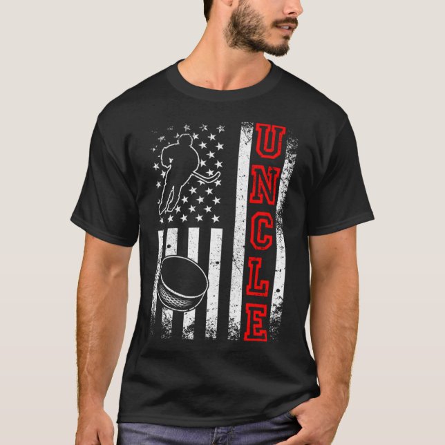 Hockey farbror American Flagga Hockey T Shirt (Framsida)