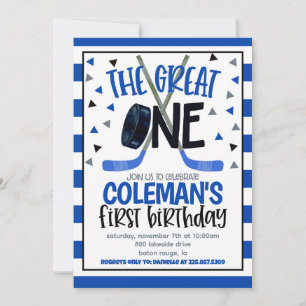 Hockey First Birthday-inbjudan Inbjudningar