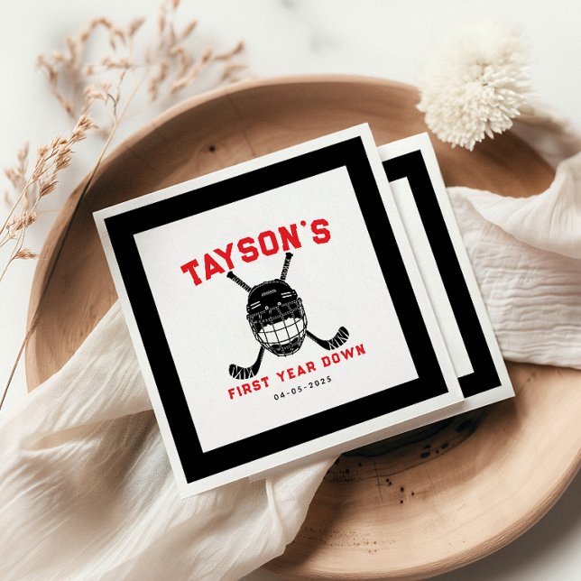 Hockey Första Året Ned Knapduk – Sporttematiserade Pappersservett (Skapare uppladdad)