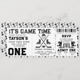 Hockey första året nedåt 1:a födelsedag Biljett Inbjudningar