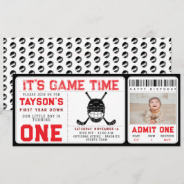 Hockey första året nedåt 1:a födelsedag Biljett Inbjudningar