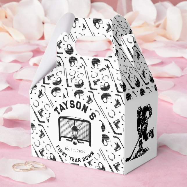 Hockey första året nedåt 1:a födelsedag presentaskar (Bröllop)