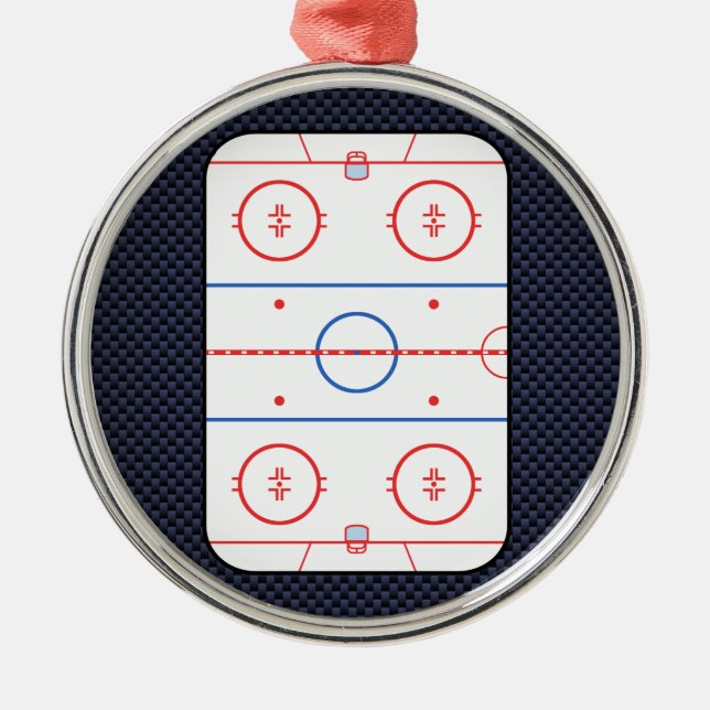 Hockey Game Assion Carbon Fiber Stil Julgransprydnad Metall (Framsidan)